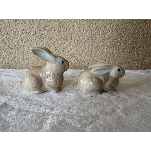 Otagiri Rabbit Set Bunny by Mann Set 2 Bunnies Easter Ceramic Japan - Picture 2 of 8